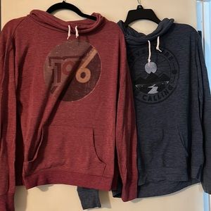 Two funnel neck super soft light weight sweatshirts S & XS